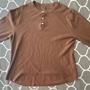 Madewell Men’s Waffle Henley Brown Medium
